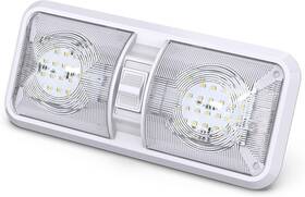 Leisurecw 313047974914 Rv Led Ceiling Double Dome Light 12v Interior Fixture With Switch 4000k White