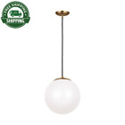 Leo Hanging Globe 12 In. 14-watt Integrated Led Satin Brass Pendant With Smooth