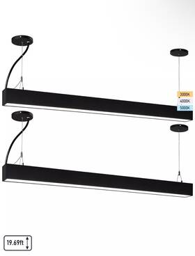 E-60482 Leonlite 2 Pack 4ft 3cct Linkable Led Linear Light 6500lm Ultra Bright Downlight