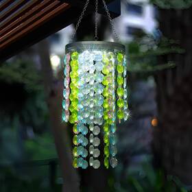 Lewis&wayne 768825197144 Solar Crystal Chandelier 21 Inch Multicolor Acrylic Lantern Led Outdoor Decor