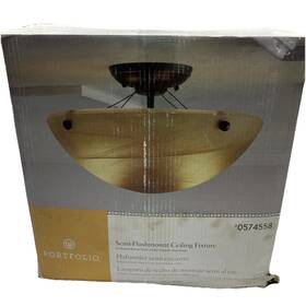 Idl8212a Lg Sourcing Portfolio Semi Flushmount Ceiling Light Oil Rubbed Bronze Amber 0574558 New