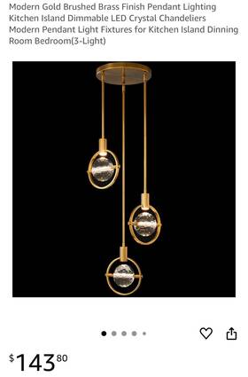 019c-3y Liangmh 3 Light Modern Gold Brushed Brass Finish Pendant Crystal Chandelier New