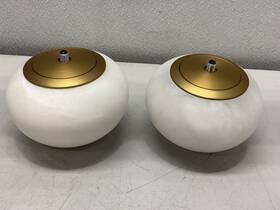 12096 Lib & Co Lot Of 2 And Calcolo Marble Shade Replacement Antique Brass
