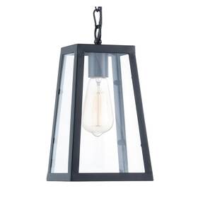 Ls-c113 Light Society Serendipity Mini Pendant Matte Black Shade With Clear Glass Panels