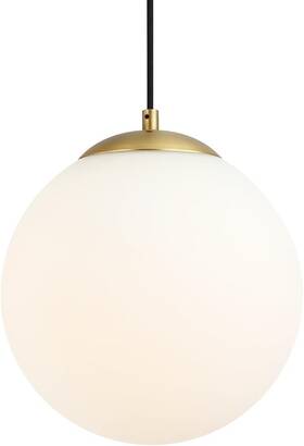 Ls-c175-bb-wh Light Society For Parts-light Zeno 1-light Brass/white Globe Pendant Glass Shade