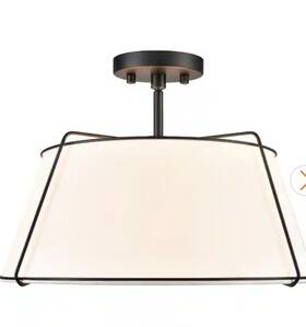 Ls-c556-blk Light Society Lise 2-light Black/white Pendant With Fabric Shade