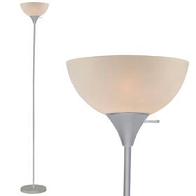 6281-21 Lightaccents 72 Inch Silver Torchiere Floor Lamp White Opal Shade 150w E26 Base