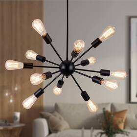 Lightdamy 752771608359 Sputnik Chandeliers Black Modern 12-light Farmhouse Pendant 12 Lights