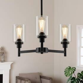 Y292492501 Lightdamy 3 Lights Black Chandeliers For Dining Room Light Fixture Over Table Entryway