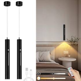 Ra0001 Lightess Pendant Light Set Of 2 6000mah Rechargeable Wireless 3 Color Dimmable Black