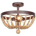 36853-ag Lighting 36853 Aged Bronze 3 Light Jeremiah Semi-flush Berkshire Textured