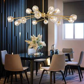 Ap8874 Lighting Brass Sputnik Chandelier Gold Pendant Light Crystal Ceiling F