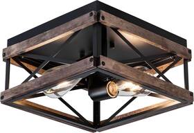 Cl-5608d-2x Lighting Flush Mount Light Fixture 2-light Rustic Ceiling Combine With Metal And W