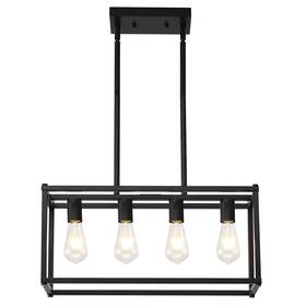 Ligotfire 680579763430 Modern Chandeliers Rectangle Black 4 Light Dining Room Lighting Fixtures Hang
