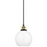 Linea Di Liara Primo Large Black Glass Globe Pendant Light Fixture Brass