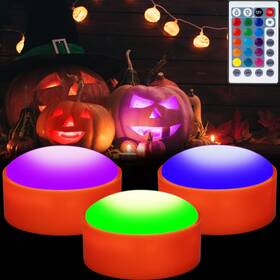 0z69 Litake Pho Halloween Jack-o-lantern Lights Dimmable 2.7x1.5 Inches Rgb 3 Pack