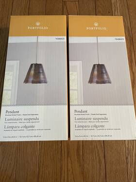 1048423 Litex 080629709553 Portfolio Pendant Light Kit Brushed Nickel Finish Lot Of Two 5x5x41.5 Inch