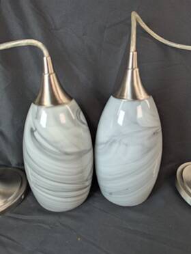 Cpm-1pnk Litex Grey Swirl Glass Globe Pendant Lights With Fixture Pair 2