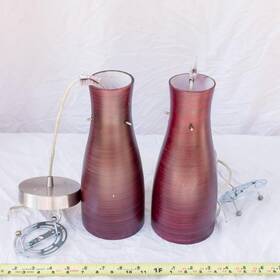 Cpn-3r Litex 2 Hanging Ceiling Pendant Lights With Red Swirl Glass Shades
