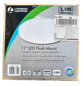 216cm8 Lithonia Lighting 11 Inch Dimmable Led White 16w Flush Mount New Nib