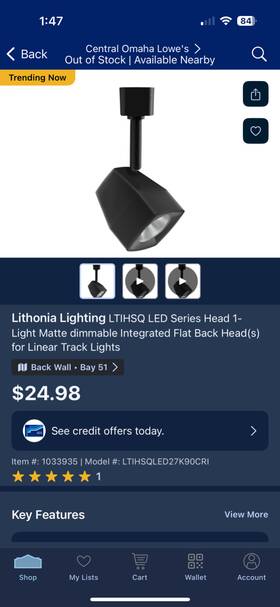 264kpm Lithonia Lighting Led Track Light Head H-track Compatible-warm White-dim