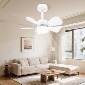 Fs401 Litlisfly White Ceiling Fan With Lights 5-level Dimmable Led Light Low Profile Ceil Inch