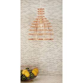 59284 Litton Lane Pendant Light 1-light Contemporary Copper With Metal Wire Bell Shade
