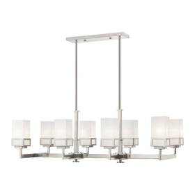 40198-91 Livex Lighting Harding 8 Light Linear Chandelier Brushed Nickel