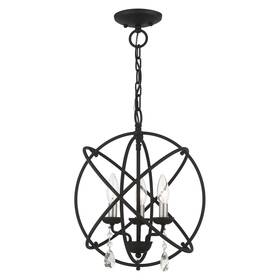 40904-04 Livex Lighting Aria Convertible Pendant Chandelier/semi-flush Black