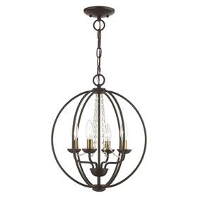 40914-07 Livex Lighting Arabella Globe Convertible Chandelier/semi-flush Bronze