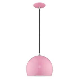 41181-79 Livex Lighting Metal Shade - 10 Inch 1-light Mini Pendant Shiny Pink Finish