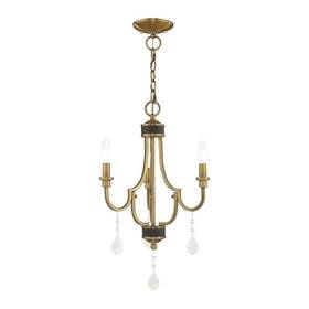 41273-01 Livex Lighting Glendale - Three Light Mini Chandelier Antique Brass