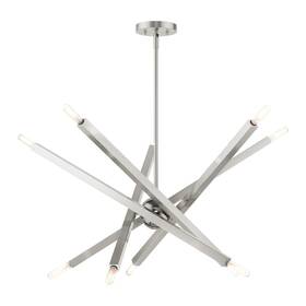 46986-91 Livex Lighting Monaco Chandelier Nickel With Black Chrome Accents