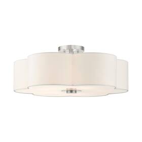 52158-91 Livex Lighting 5 Light Brushed Nickel Semi Flush 22 X 9