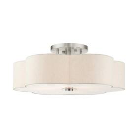 58069-91 Livex Lighting 6 Light Brushed Nickel Semi Flush 28 X 11.25