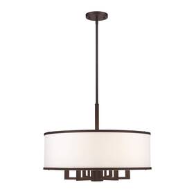 62616-07 Livex Lighting Fabric Shade 7 Light Bronze Pendant Chandelier