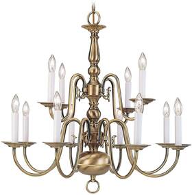 5012-01 Livex 847284001640 Lighting Williamsburgh 12 Light Two Tier 8 4 Chandelier