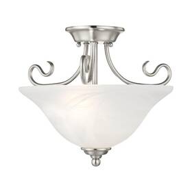 6121-91 Livex 847284002128 Lighting Coronado 2 Light Brushed Nickel Semi Flush Mount With