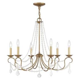 6516-48 Livex 847284026377 Lighting Pennington 6 Light Chandelier Antique Gold Leaf