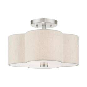 Livex 847284074149 Lighting 2 Light Brushed Nickel Semi Flush 13 X 8.5