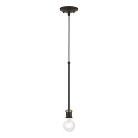 47161-07 Livex 847284083356 Lighting Lansdale 1 Light Pendant In Bronze With Antique Brass