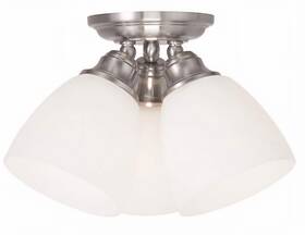13664-91 Livex Lighting Somerville 3-light Ceiling Mount Brushed Nickel White