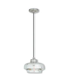 40607-91 Livex Lighting Art Glass Mini Pendant Brushed Nickel