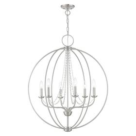 40916-91 Livex Lighting Arabella Globe Pendant Chandelier Brushed Nickel