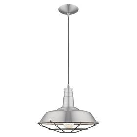 41184-66 Livex Lighting Metal Shade - 14 Inch One Light Mini Pendant Brushed Aluminum Finish Wi