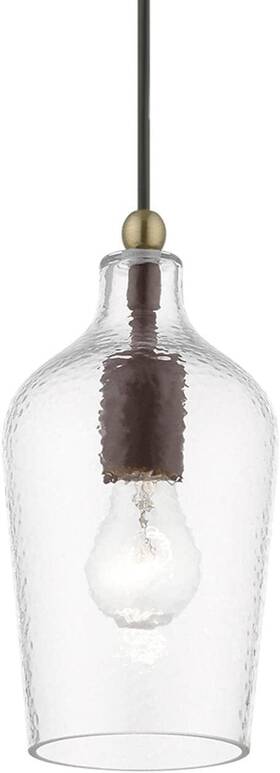 41240-07 Livex Lighting Avery Mini Pendant Bronze With Antique Brass Accent