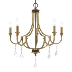 41275-01 Livex Lighting 41275 Glendale 5 Light 25 Inch W Crystal Candle Style - Brass