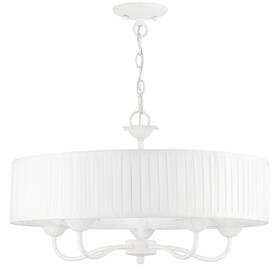 41775-03 Livex Lighting 41775 Edinburgh 5 Light 23 Inch W Taper Candle Drum - White