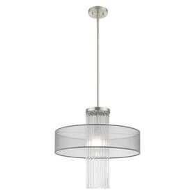 42804-91 Livex Lighting Alexis 1 Light Brushed Nickel Pendant Ch