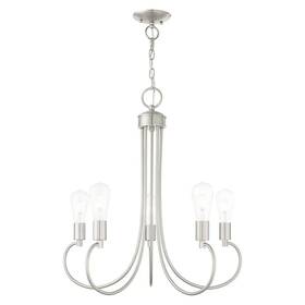 42925-91 Livex Lighting Bari 5-light Chandelier Brushed Nickel Modern Traditional Ceiling Light
